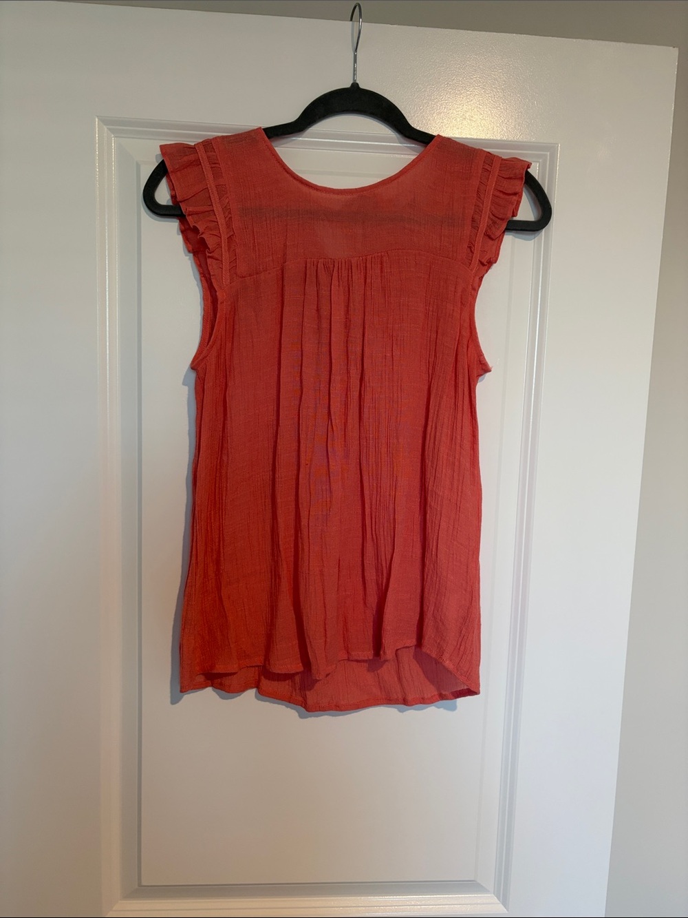 FAVLUX Coral Ruffled Sleeve Sleeveless Tank Top